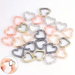 5pcs Metal Heart Shape Ring Openable Keyring Leather Craft Bag Belt Strap Buckle Trigger Snap Clasp Clip Connector Accessory