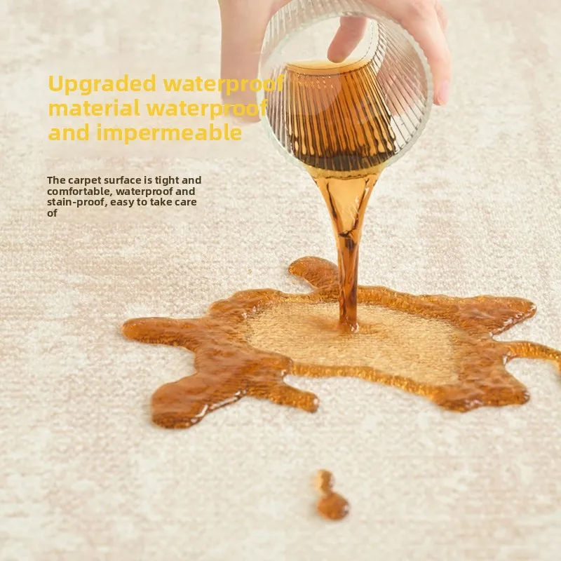 Alfombra impermeable para sala de estar llena de terciopelo circular, se puede limpiar en el suelo grueso del dormitorio y el hogar