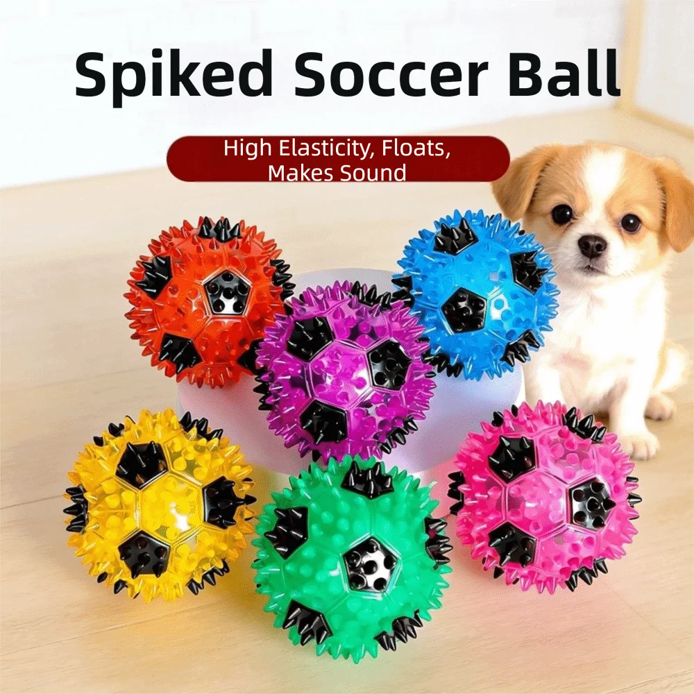 Funny Elastic TPR Dog Chew Ball Bite Resistant Colorful Spiky Massage Ball Chasing Bounce Ball Pet Chew Toy Chasing Game