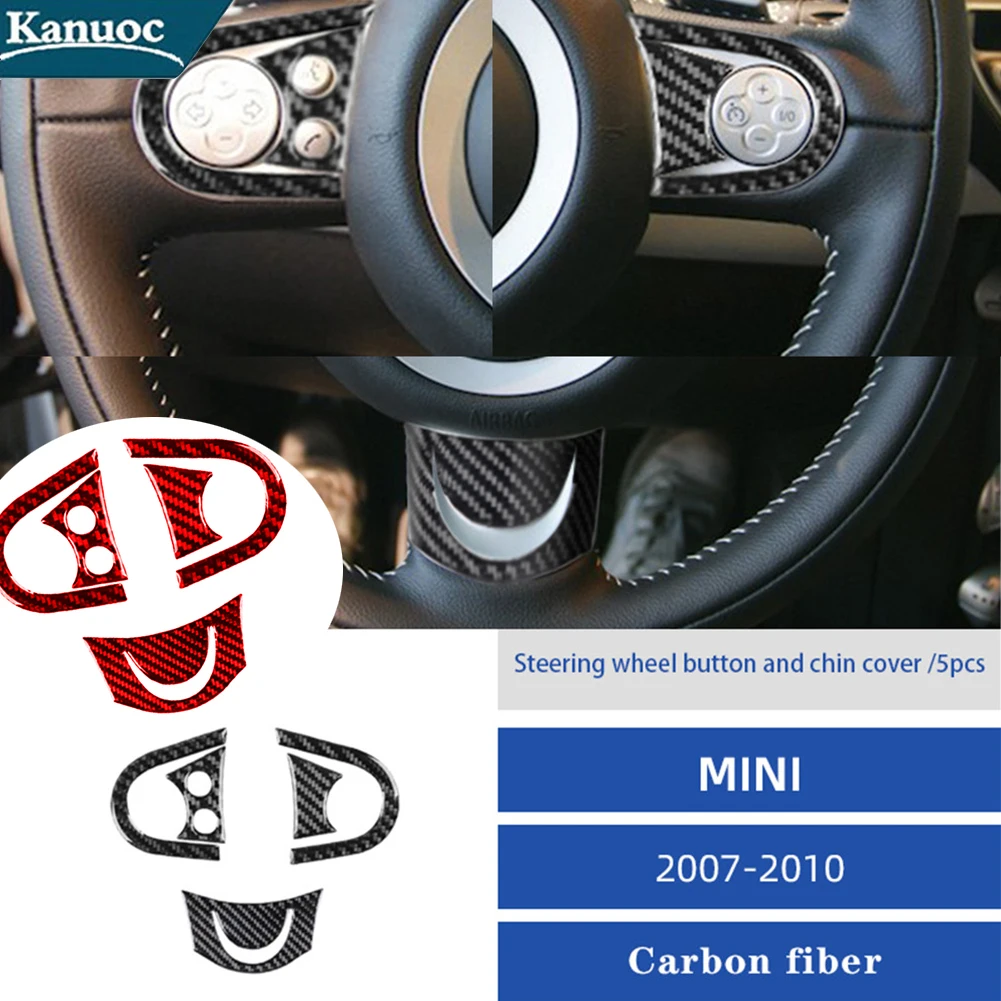 

For BMW MINI Cooper R55 R56 R57 2007 2008 2009 2010 Carbon Fiber Steering Wheels Decorative Stickers Car Interior Accessories