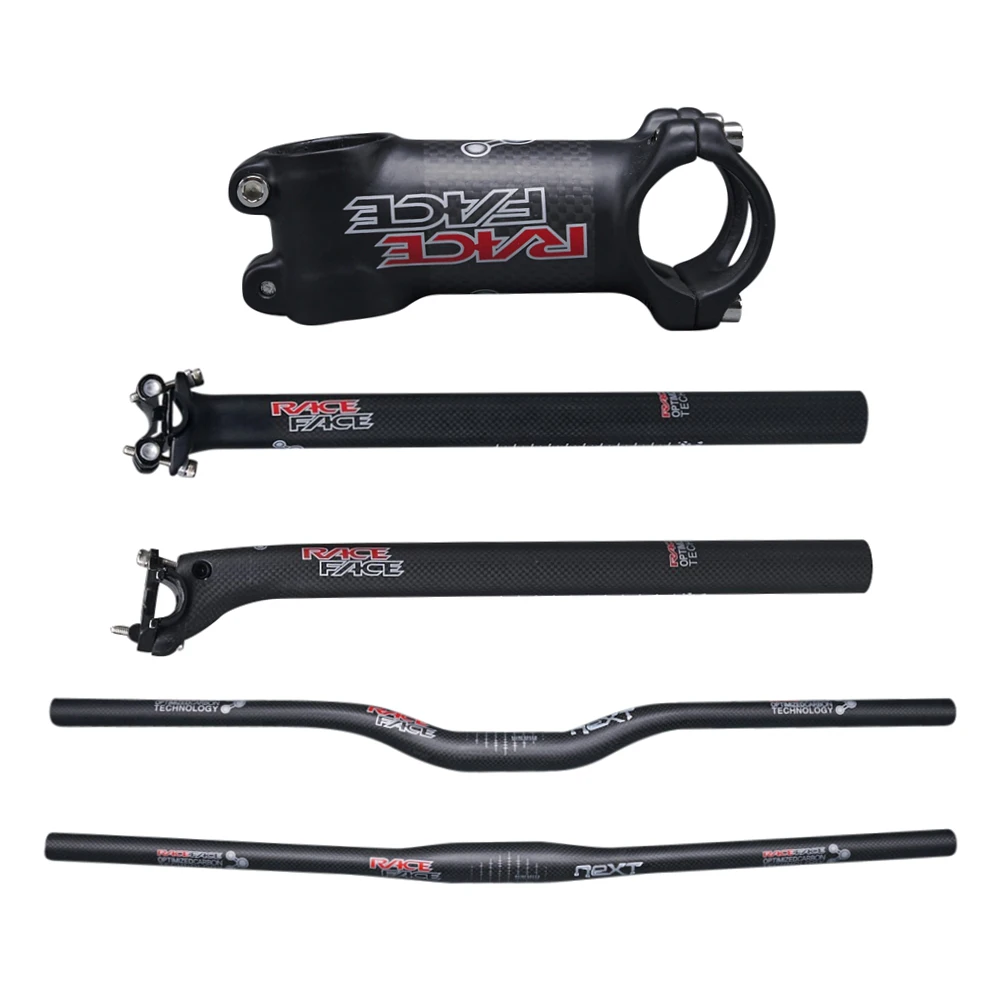 RaceFace Next Matte 3K Carbon Fiber Bicycle Cockpit kits Rise or Flat Handlebar Seatpost Stem For MTB Bike Bars Sets Accessories