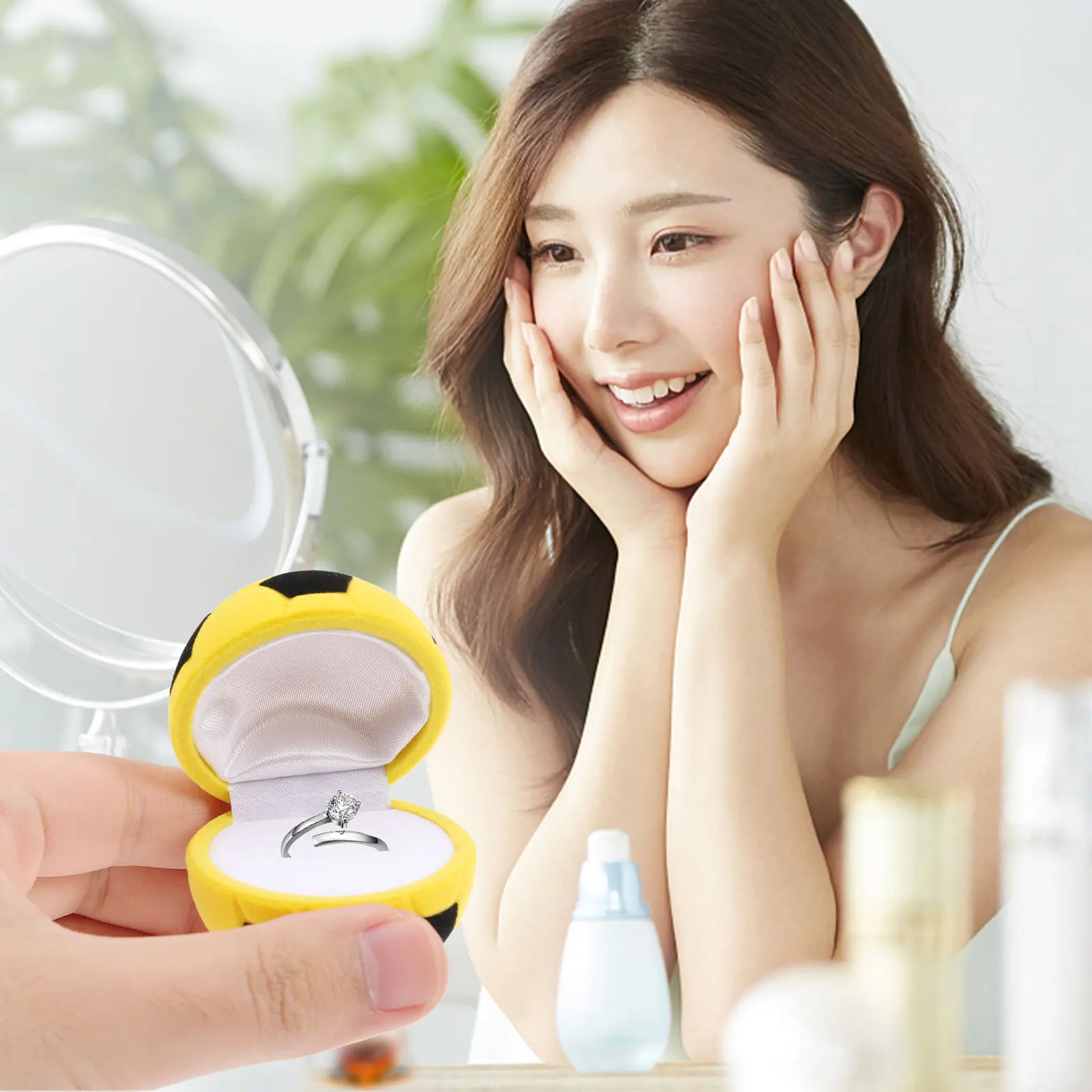 

2pcs Soccer Shape Jewelry Box Portable Ring Storage Case For Engagement Proposal Wedding Ring Organizer Mens Jewelry Accessory