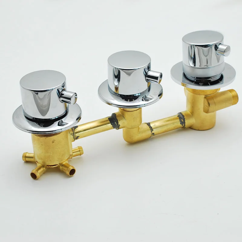 Solid Brass Thermostatic Shower Faucet Shower Room 3 Knobs Thermostatic Control Valve Mixer Tap  2/3/4/5 Way Output Diverter