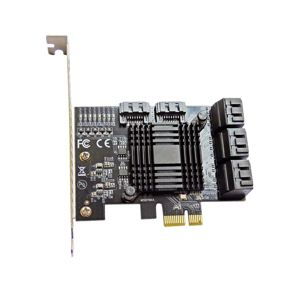 8-портовая карта адаптера SATA 3.0 Интерфейс PCIe X1 JMB575 — расширение памяти для настольных компьютеров