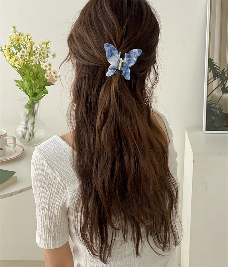 Super Mermaid Color Series~Korean FRANCE Butterfly Hair Grab Clip French Back of Head Disc Hairclip Shark Clip Medium view 4