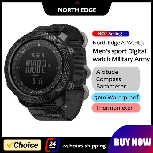 NORTH EDGE 남성용 스마트 워치 밀리터리 육군 시계, 나침반 고도계 기압계 만보계, 러닝 디지털 스마트워치, 방수 50m