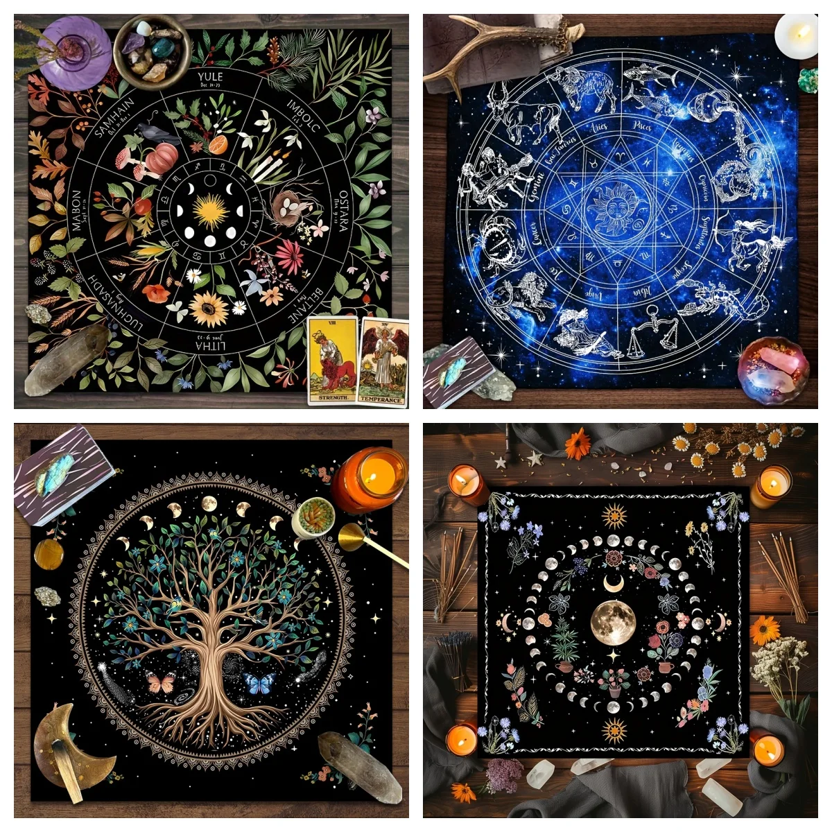 1pc Square Tarot Card Tablecloth, Polyester 100%, Machine Made Woven for Tarot Card Witchcraft Altar Board Game Decoration