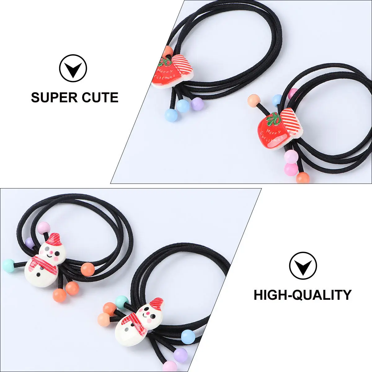 8Pcs Christmas Hair Ties Set Cute Santa Claus Hat Snowman Sock Elastic Ponytail Holders Women Accessories