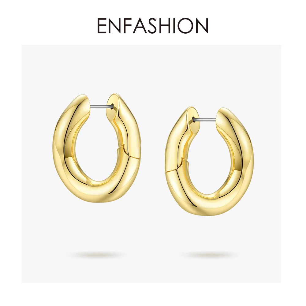 ENFASHION Punk Link Chain Hoop Earrings For Women Gold Color Small Circle Hoops Earings Fashion Jewelry Aros De Moda 2020 EC1044