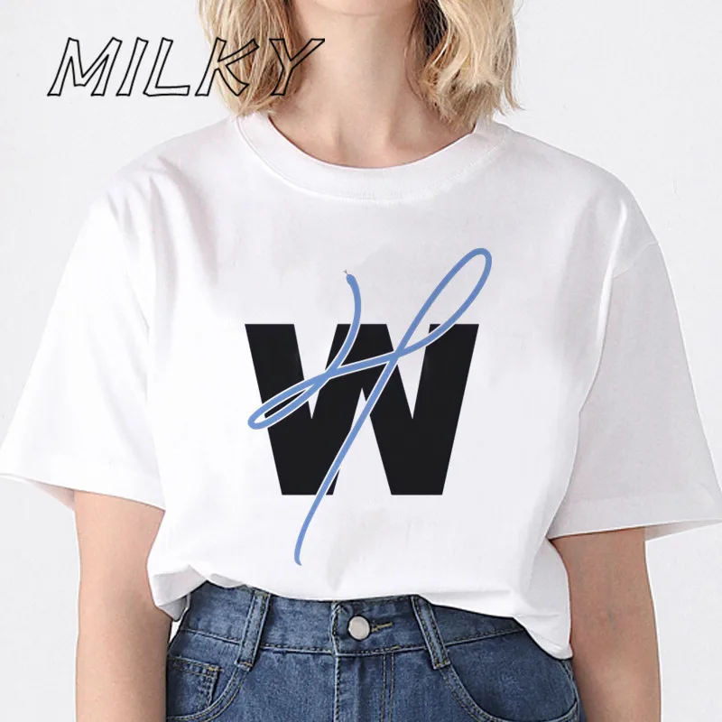 Kpop T-shirt Letters Wish You Hell Women Short Sleeve Wendy Album Tshirt Harajuku Fans T Shrit Korean Style Tops Drop Ship