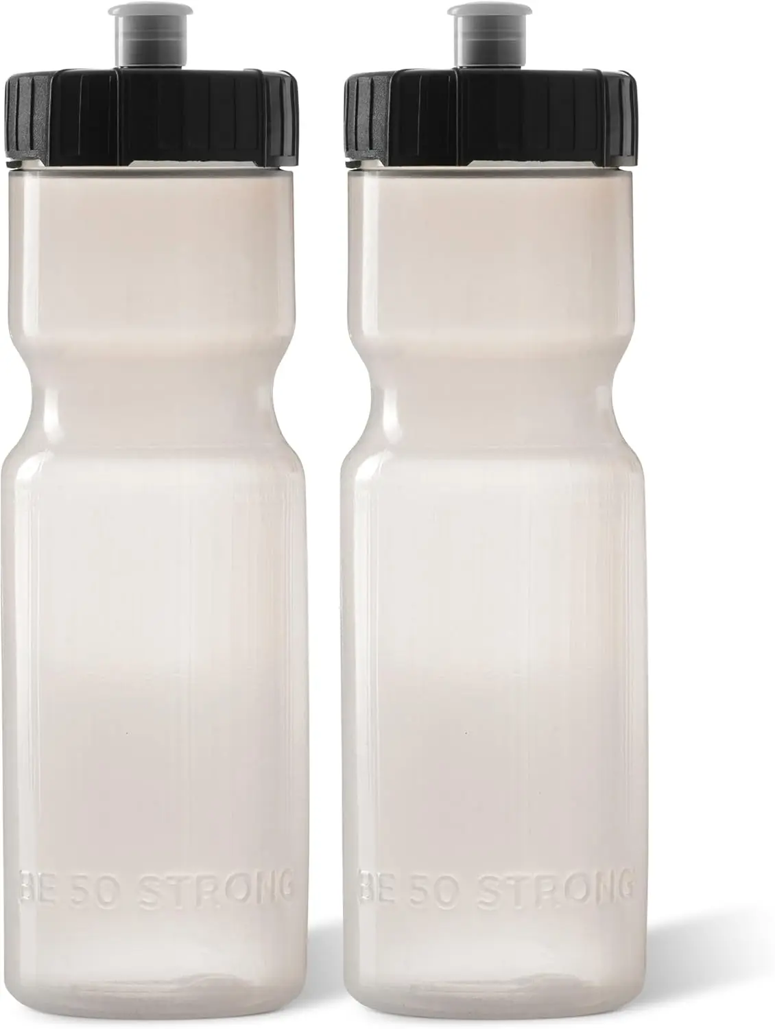 50 Pack Strong Sports Water Bottles - 22 oz BPA-Free Reusable Plastic with Pull Top Cap - Dishwasher Safe - Fits Most Bike Cages