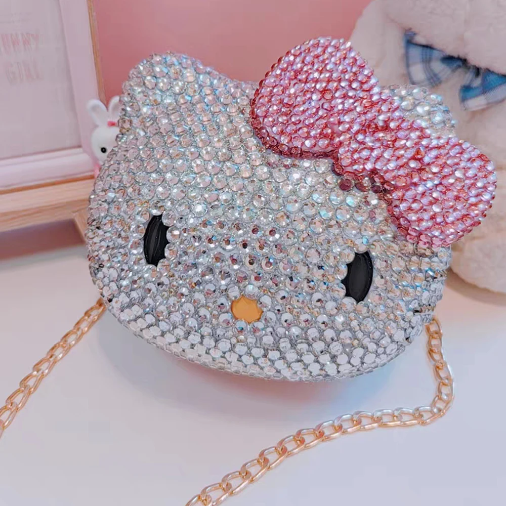 Rhinestones Fashion Women\'s Crossbody HandBag Girl Children\'s Gift Zipper Purse Summer Travel Bag for Female