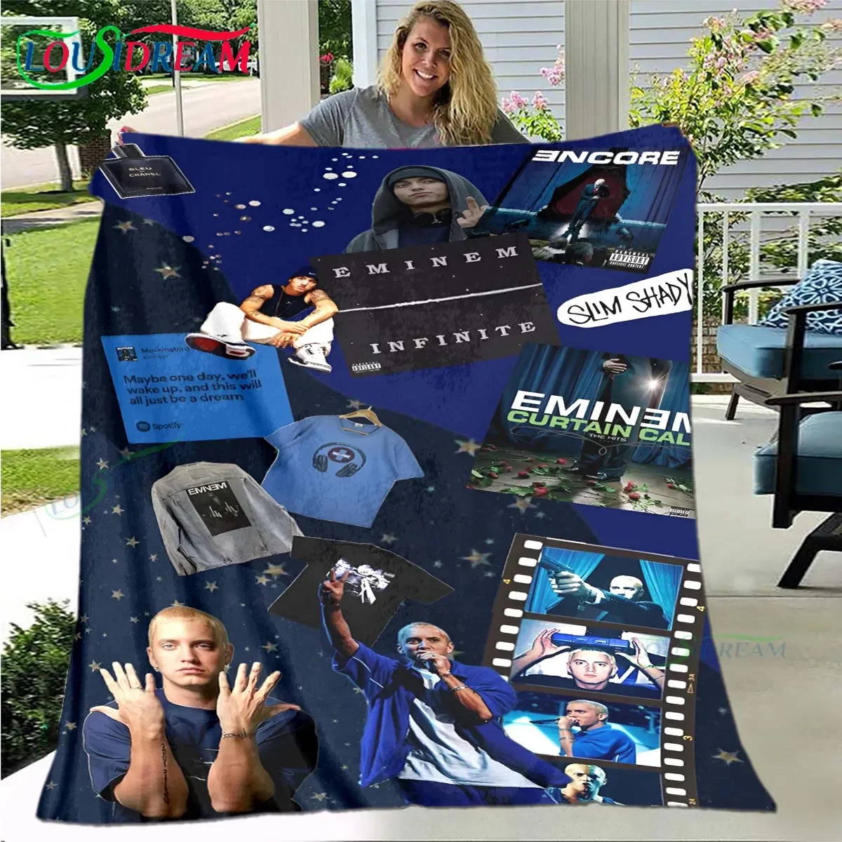 

Pop Singer E-Eminem Blanket,Flannel Throw Blanket for Home Bedroom Bed Sofa Picnic Office Hiking Leisure Nap Birthday Gift