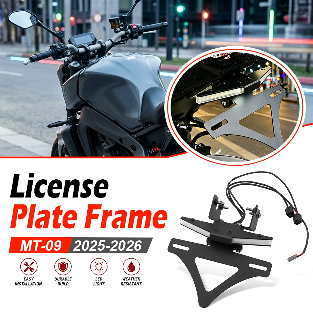 Motorcycle Rear LED Rack For Yamaha MT-09 MT09 MT 09 2025 2026 License Plate Holder Tail Tidy Light Fender Eliminator Bracket