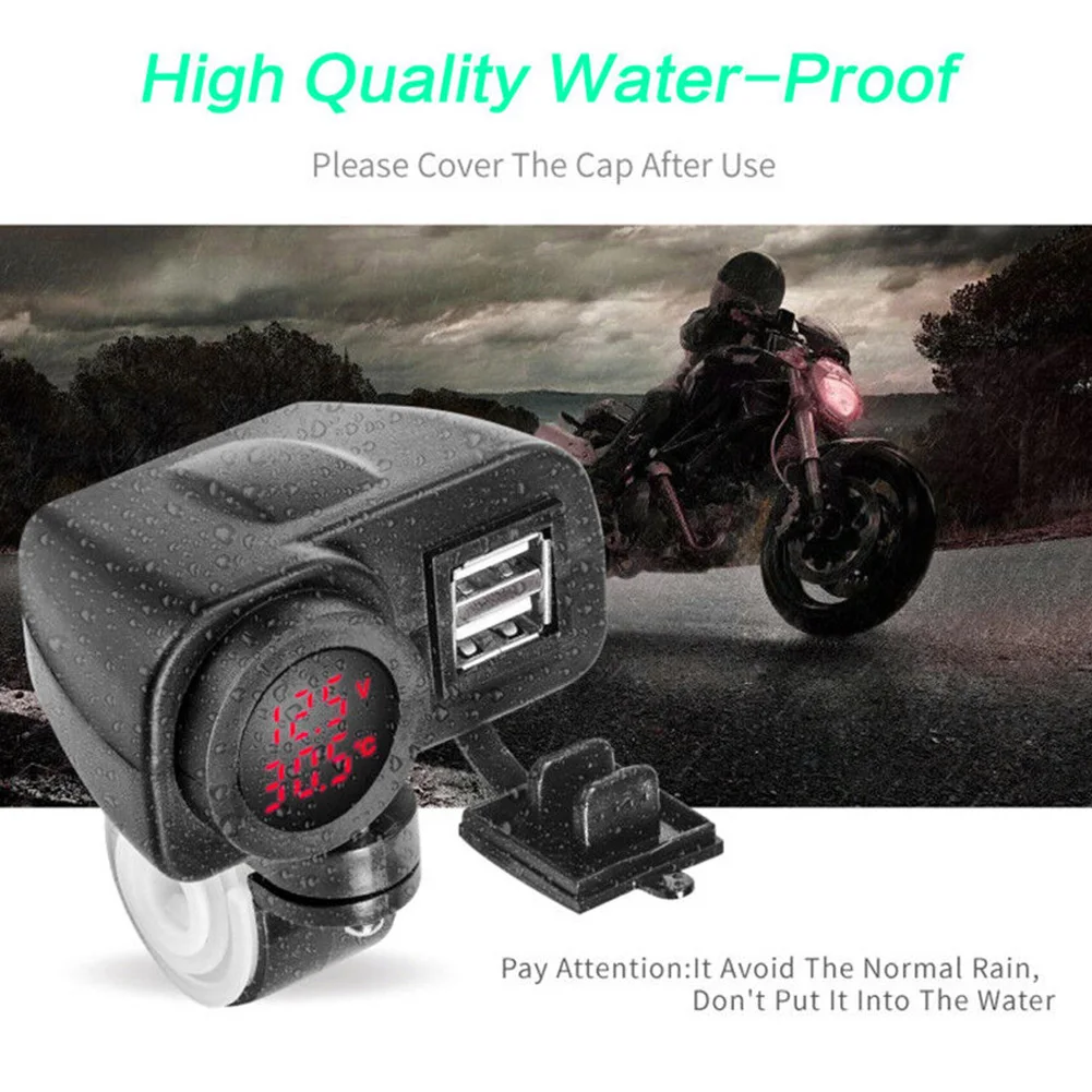 

Часть зарядного устройства мотоциклетный красный термометр с цифровым вольтметром 15 Вт аксессуары черный DC12V-24V двойное USB зарядное устройство