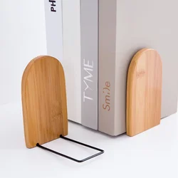 Nature Bamboo Desktop Organizer Office Home Bookends Book Ends Stand Holder Shelf Bookrack 1 Pair