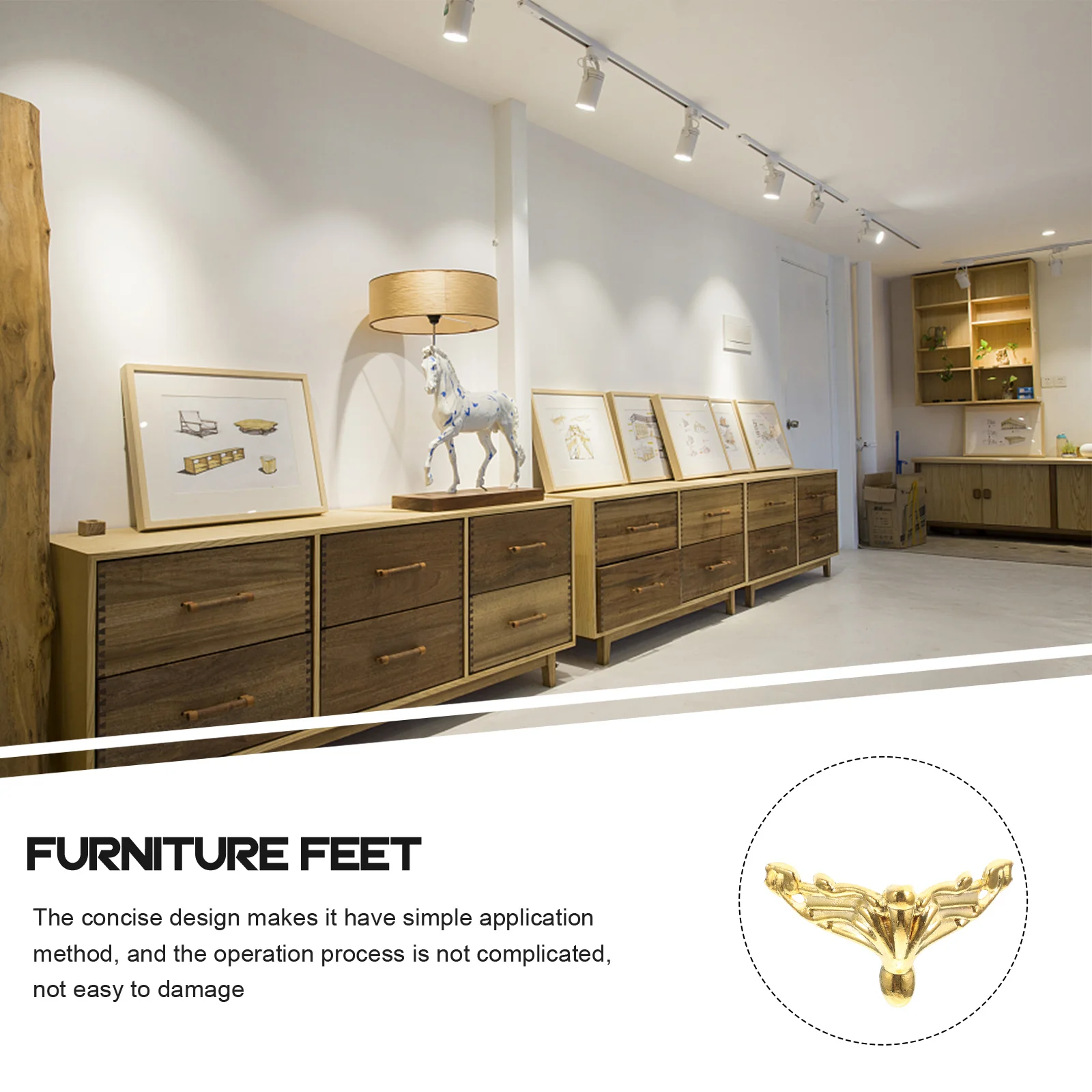 

8Pcs Brass Retro Small Furniture Feet Box Corner Protectors Chair Leg Floor Covers Durable Furniture Leg Caps