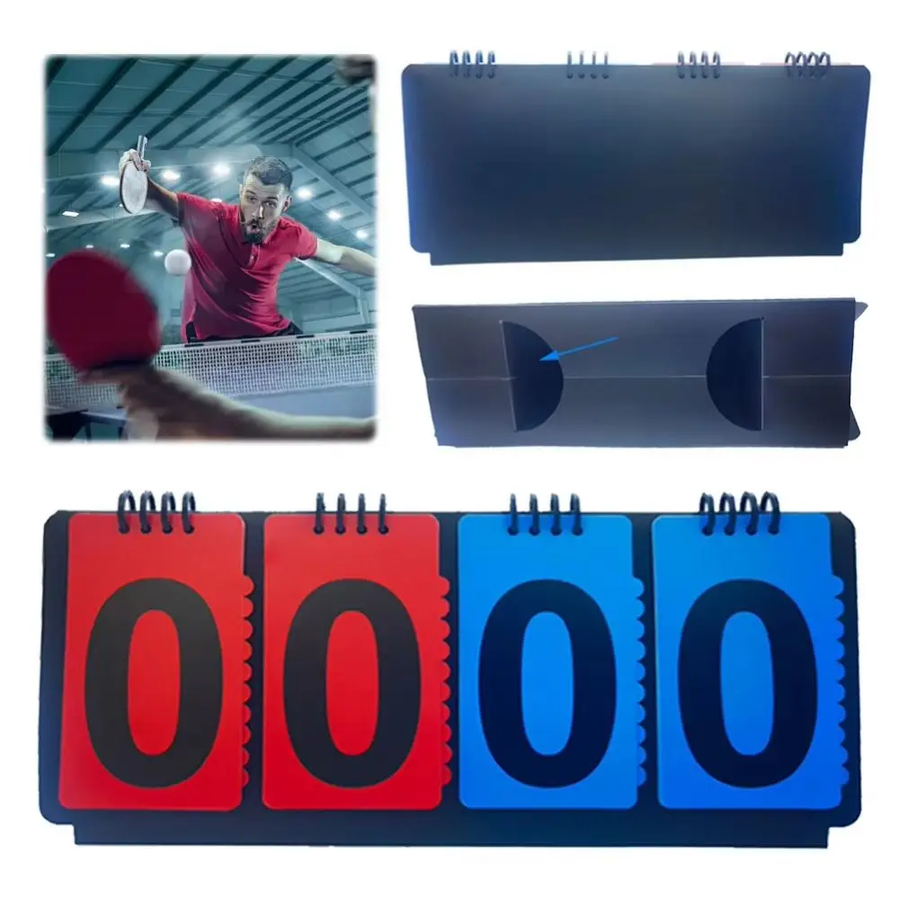 Manual Basketball Scoreboard Tabletop Counter 4-Digit Scoreboard Score Keeper Multifunctional Triangular Base Score Flipper