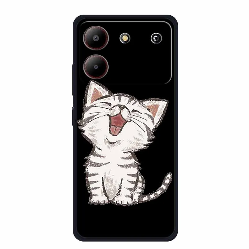 For ZTE Blade A54 Case Cute Cartoon Cat Black Silicone Soft Phone Case For ZTE Blade A54 4G Back Cover Case A 54 6.6\