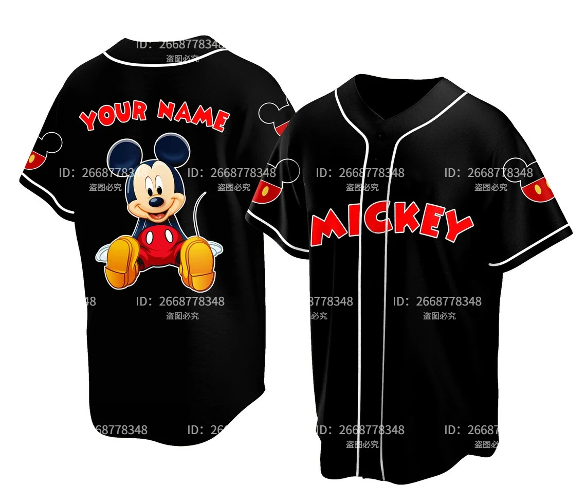 Free Custom Name Disney Game Day Baseball Uniforms Mickey and Friends Baseball Season Jerseys Disney Jerseys Sports T-Shirts