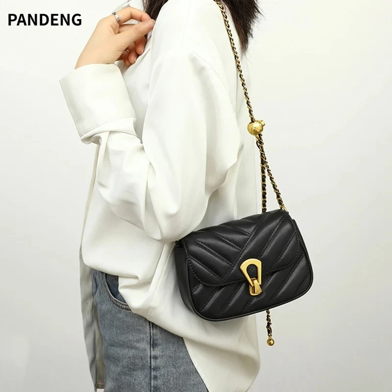 Ladies Cow Split Leather Retro Portable Crossbody Bag Women Casual Underarm Shoulder Bags Female Luxury Designer Commute Handbag