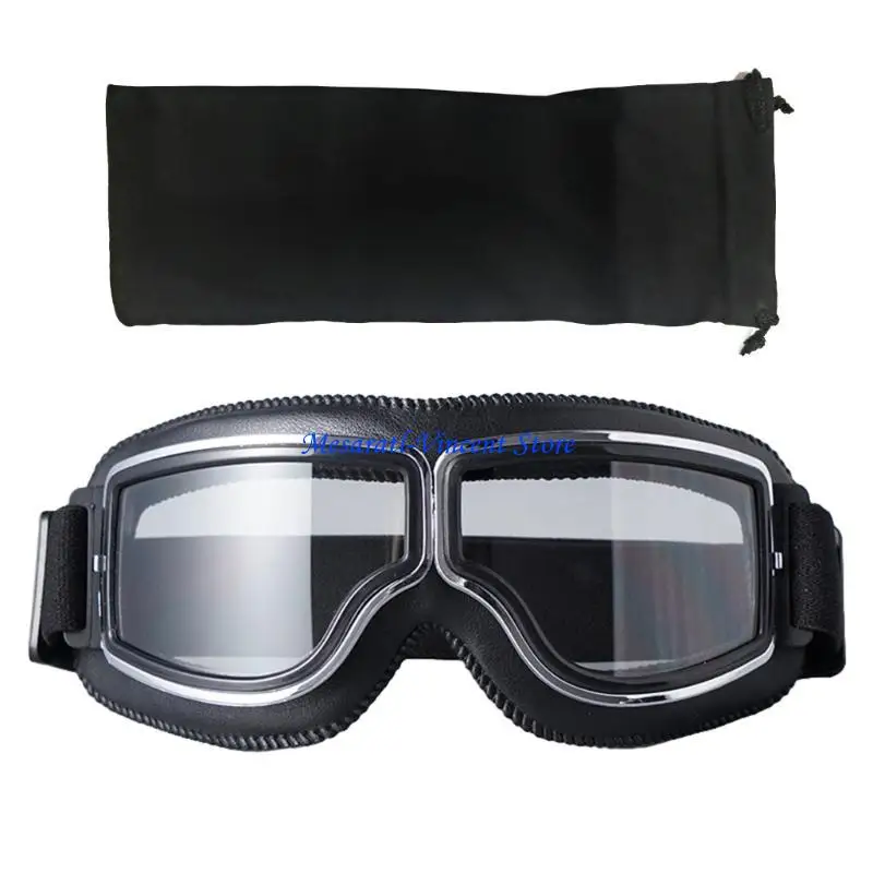 

A70F Padded Motorcycle Goggles Anti Fog Lens Clear Mirror