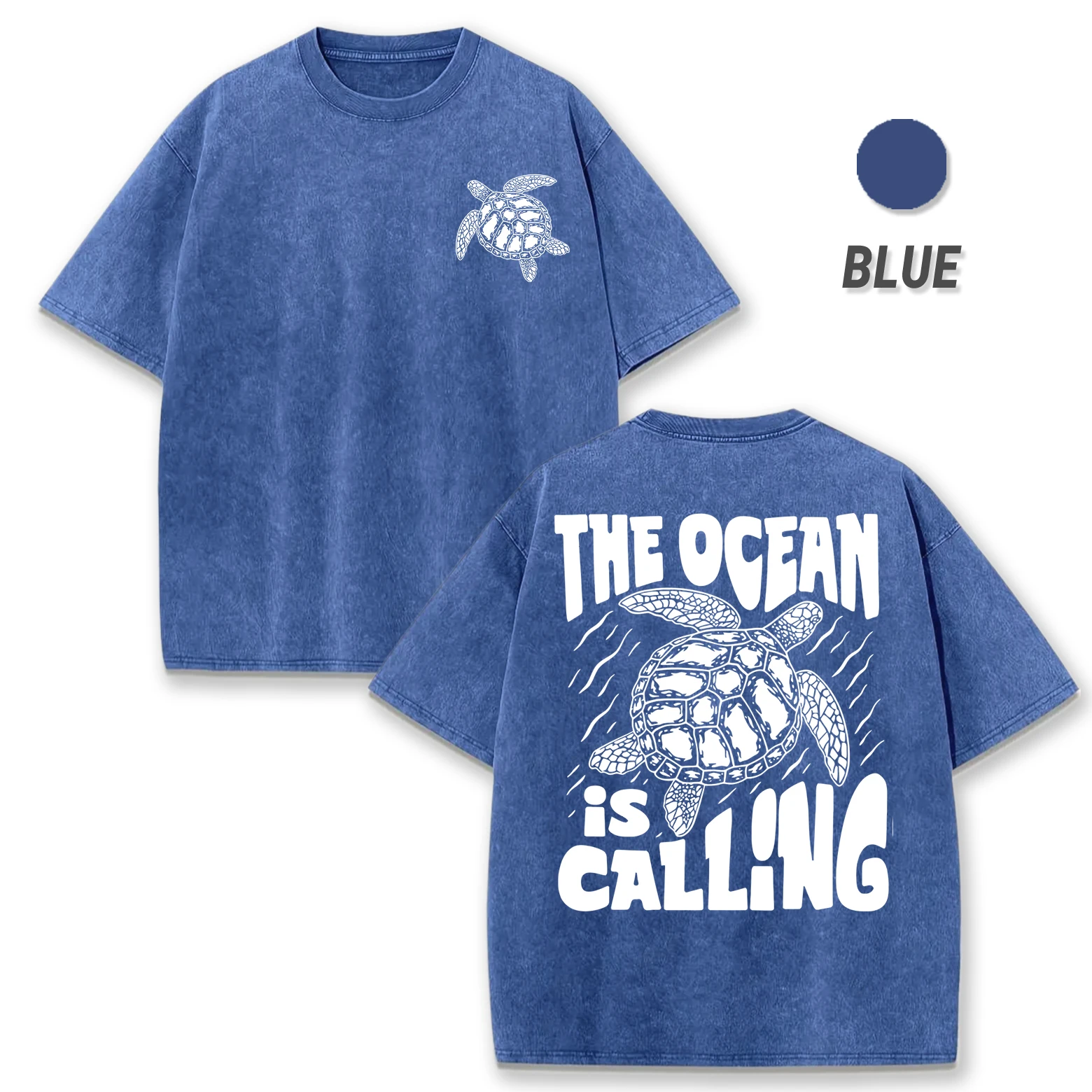 

Морская черепаха The Ocean Is Calling, потертые футболки с принтом, мужская универсальная хлопковая футболка, летние свободные топы, мягкая одежда в стиле хип-хоп