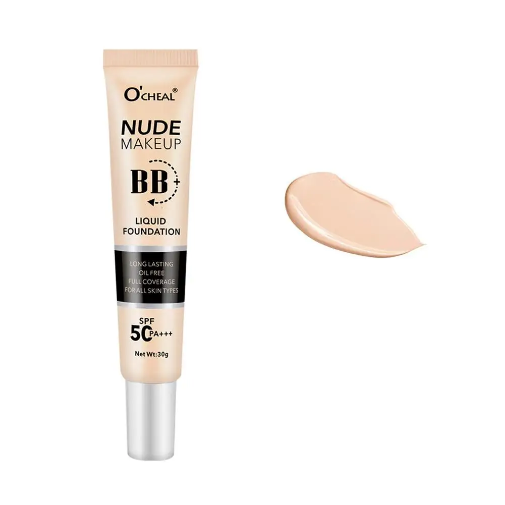 Waterproof Oil Control BB Cream Foundation Lasting Brightening Face Skin Cover Circles Moisturizing Dark Primer Makeup Conc C3D3