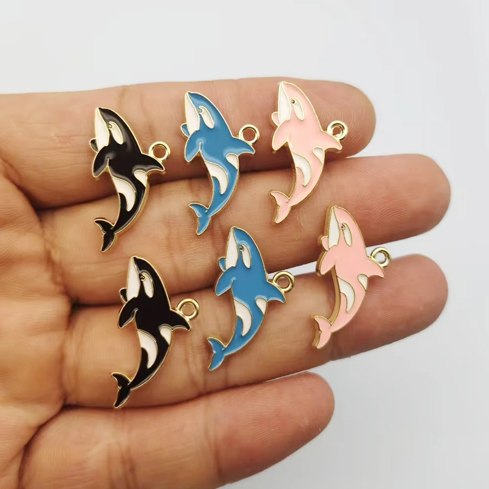 10pcs Whale Charm Jewelry Accessories Diy Making Enamel Necklace Earring Pendant Keychain Alloy Metal Gold Plated