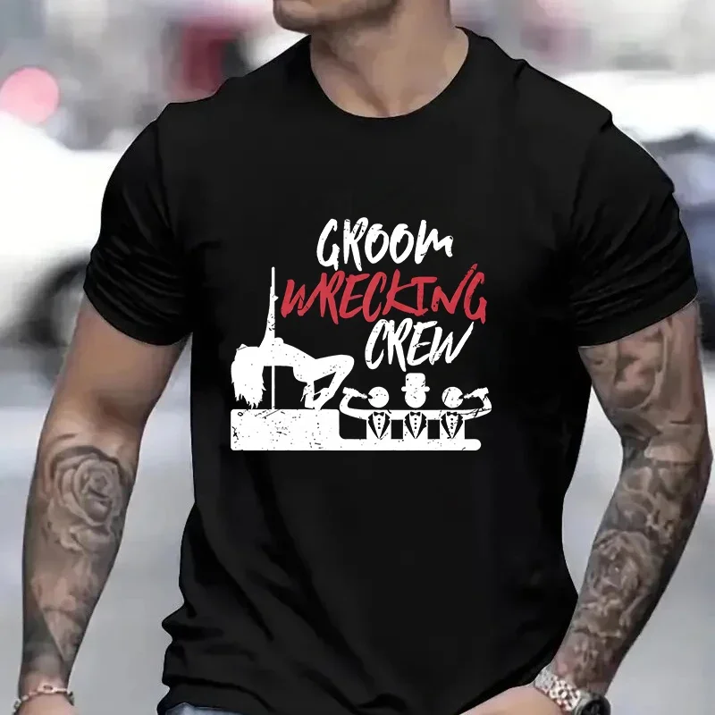 Fashion Groom's Crew Tees Bucks Groom Groomsmen Bachelor Party T-Shirt Friends Bridal Wedding Tops Best Man Harajuku Streetwear