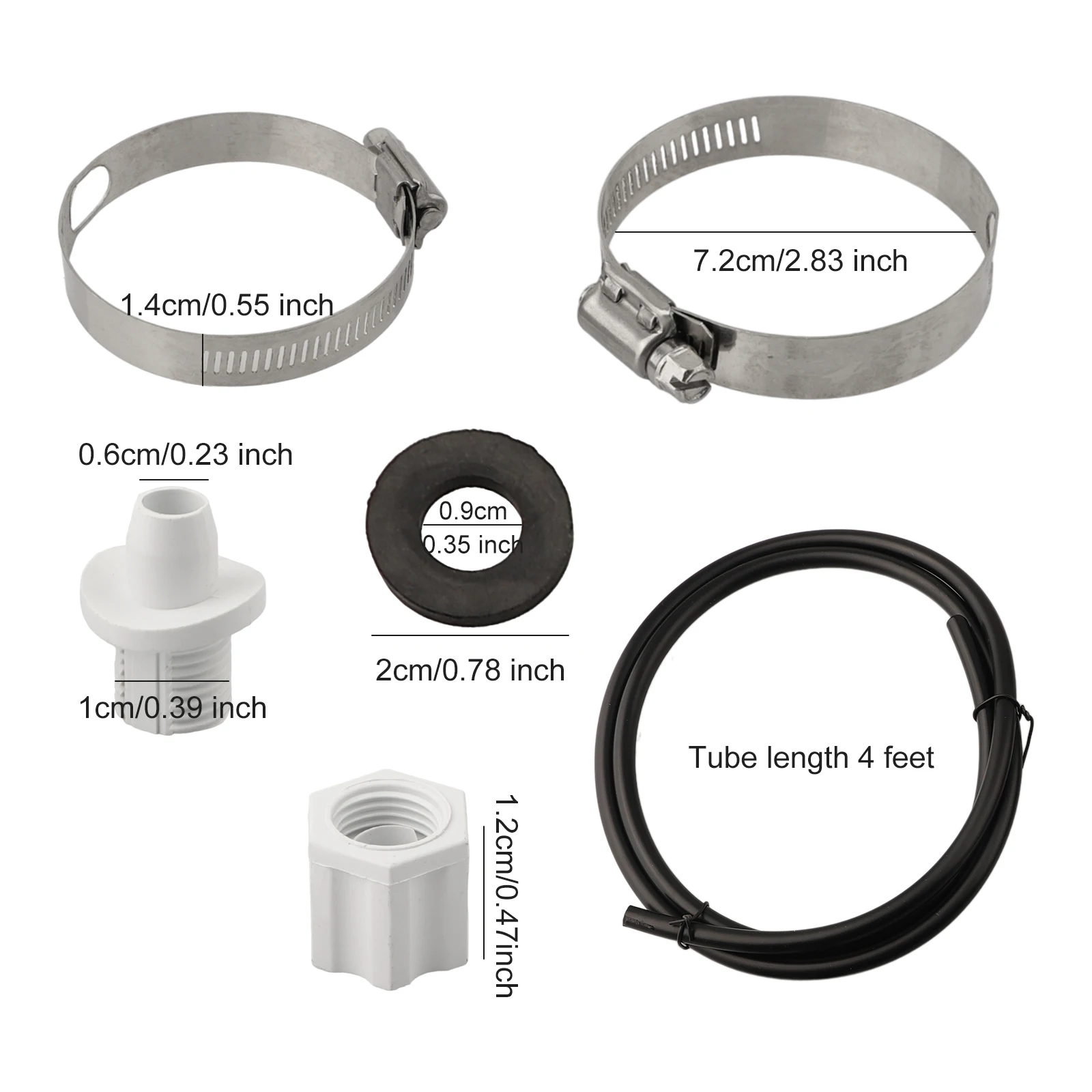 Pool Accessories Chlorinator Tubing Off-Line Pipe: 4ft Silver Black New Long-lasting High-quality Saddle Clamps