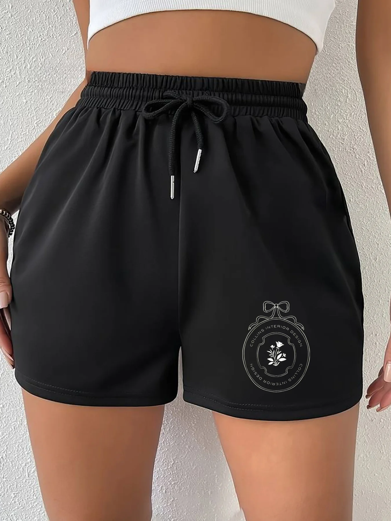 

2026 New Summer Letter Print High-Waist Casual Wide-Leg Shorts for Women Loose Fit Suitable for Fitness and Home Wear