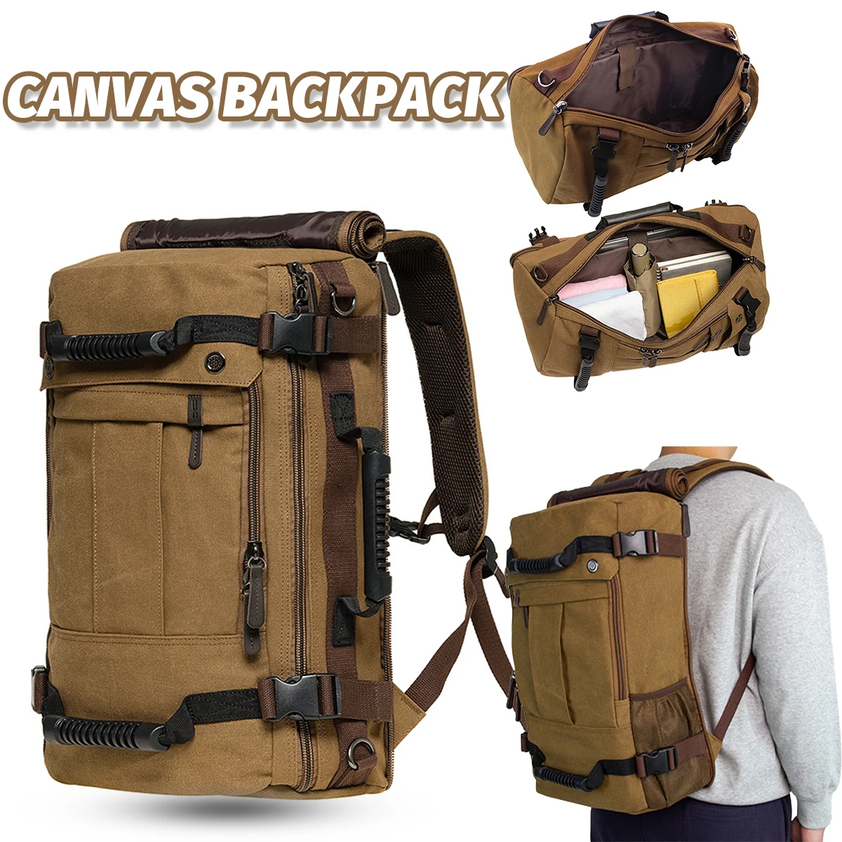 

Men's Vintage Canvas Backpack 15.6 Inch Laptop Backpack Large Capacity Travel Bag Multifunctional Casual Sports Bags for Women