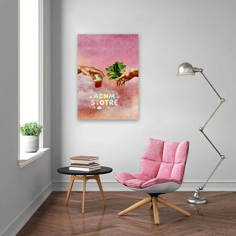 Retro-Mode-Posterdrucke, Marokkanische Tee- und Minz-Leinwandgemälde, Leinwand-Wandkunst mit Gottes Tentakeln, Schlafzimmer-Büro-Heimdekoration