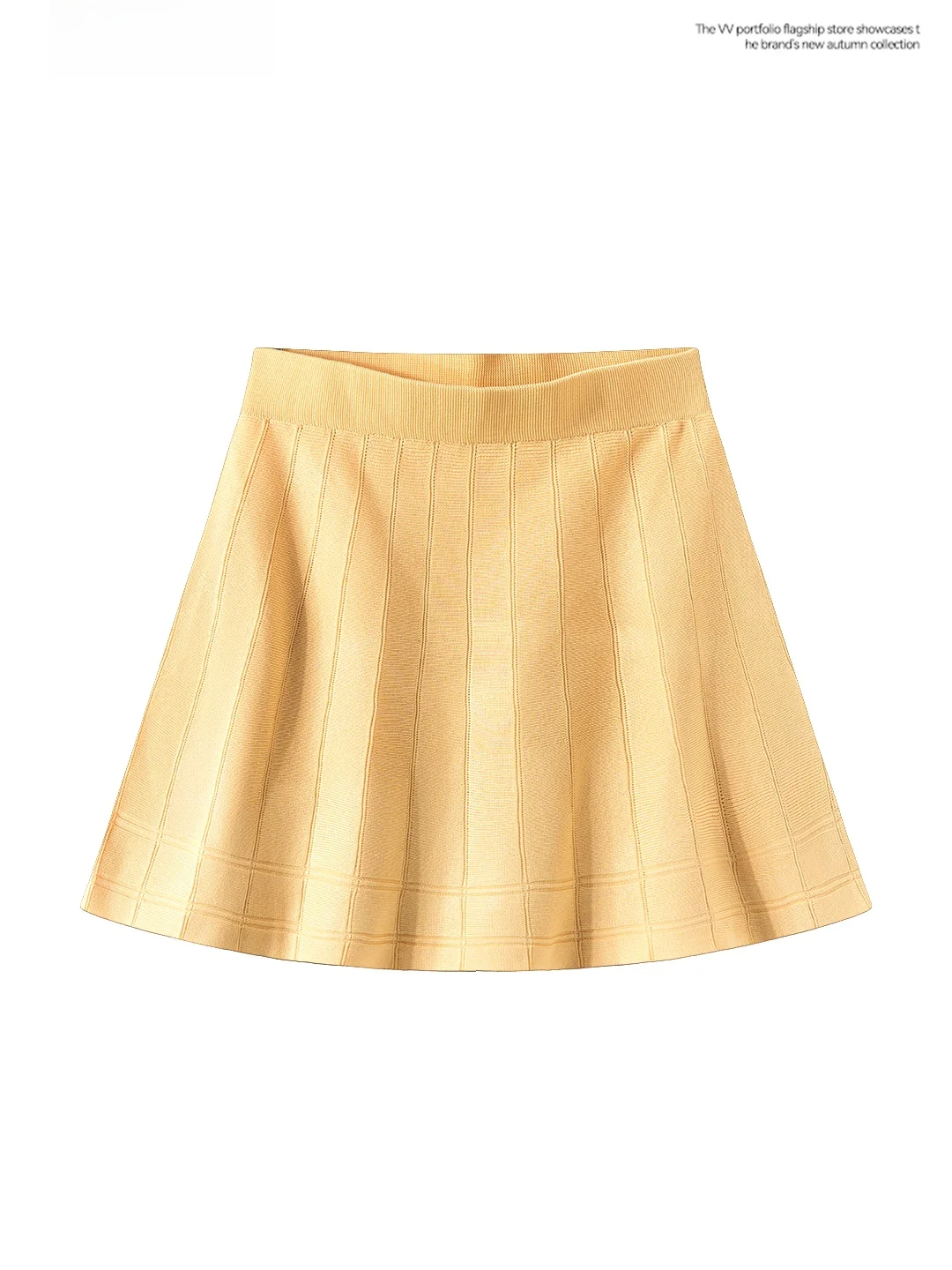 

Korean Style High Waist Knitted Pleated Skirt for Women Yellow Slimming A-Line Skirt Commute Style Daily Wear