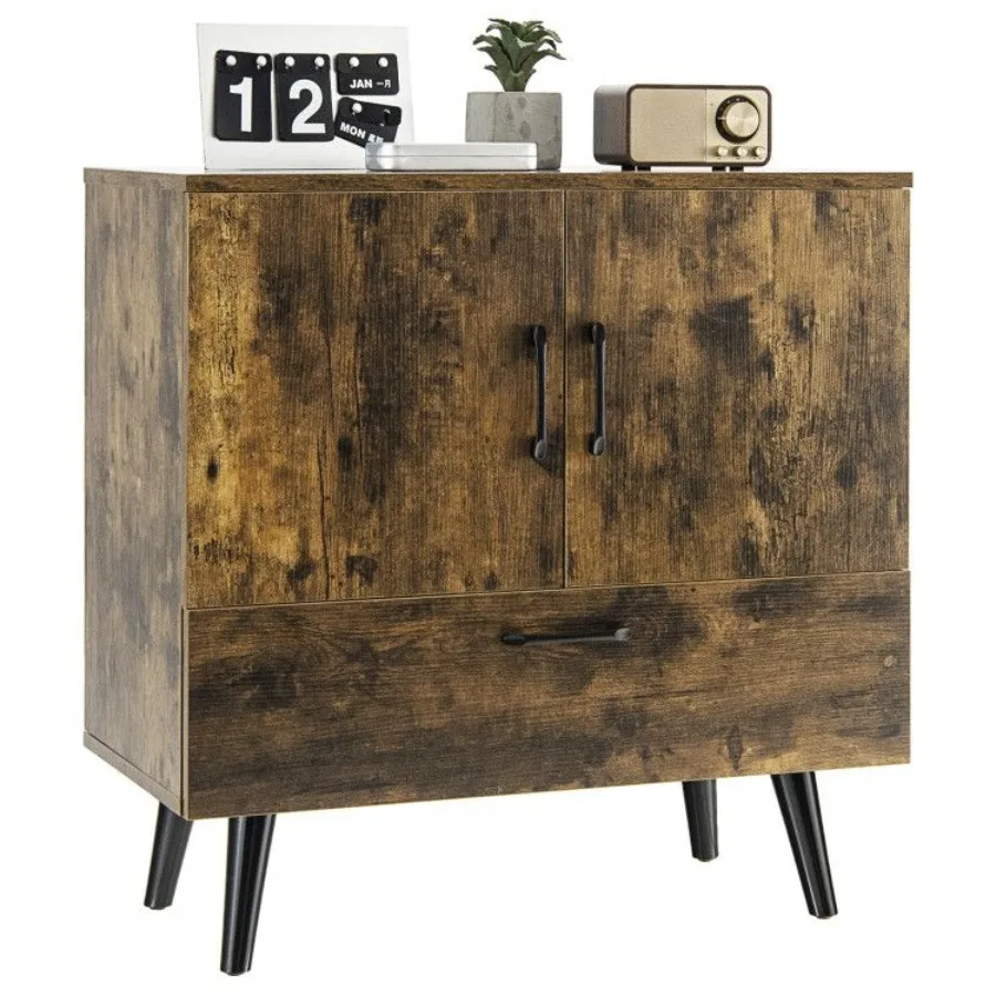 

Modern Floor Storage Cabinet with 2 Doors and 1 Pullout Drawer