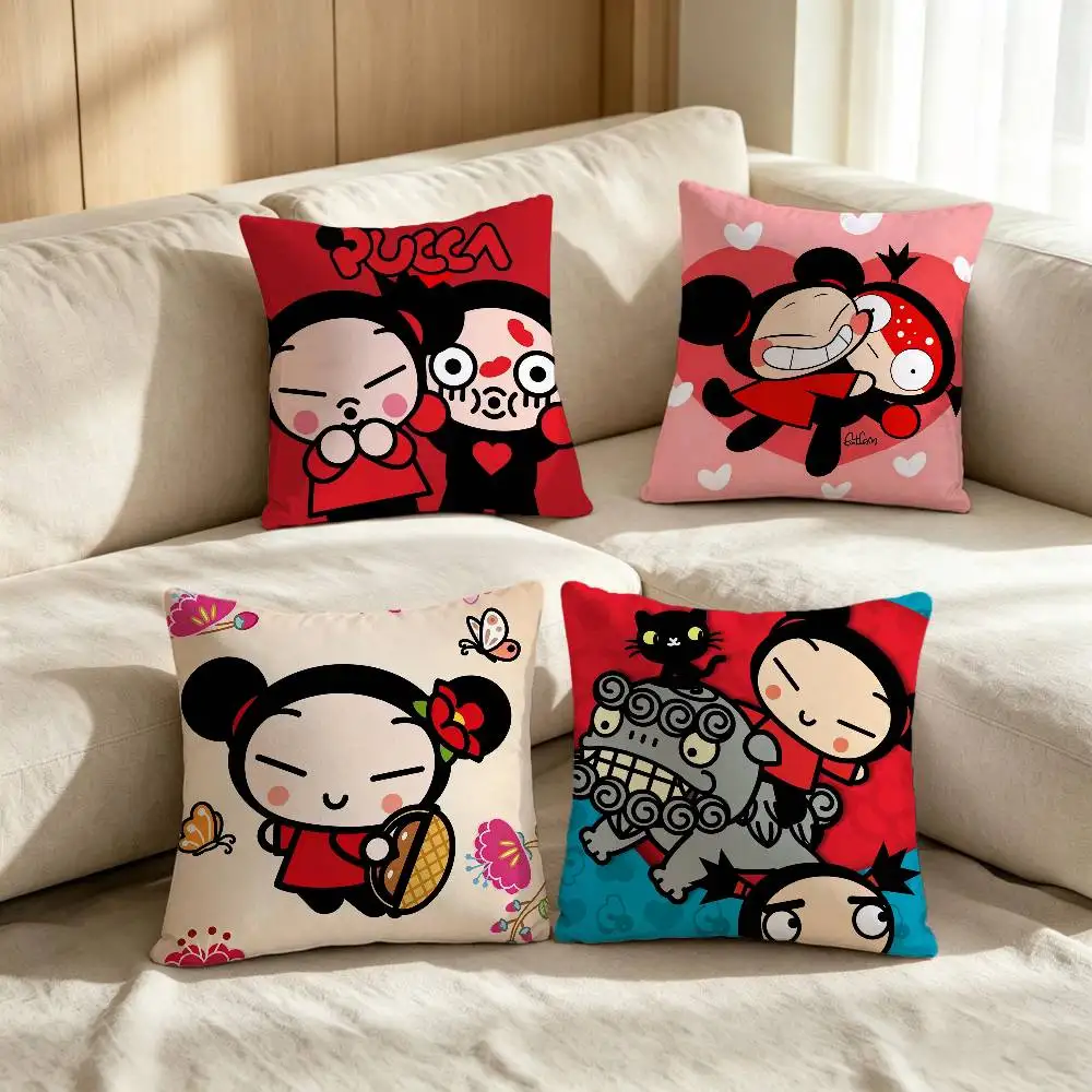 Kawaii Anime Comfortable soft P-Pucca Pillow Case for Sofa Living Room Home Decor Protective Covers