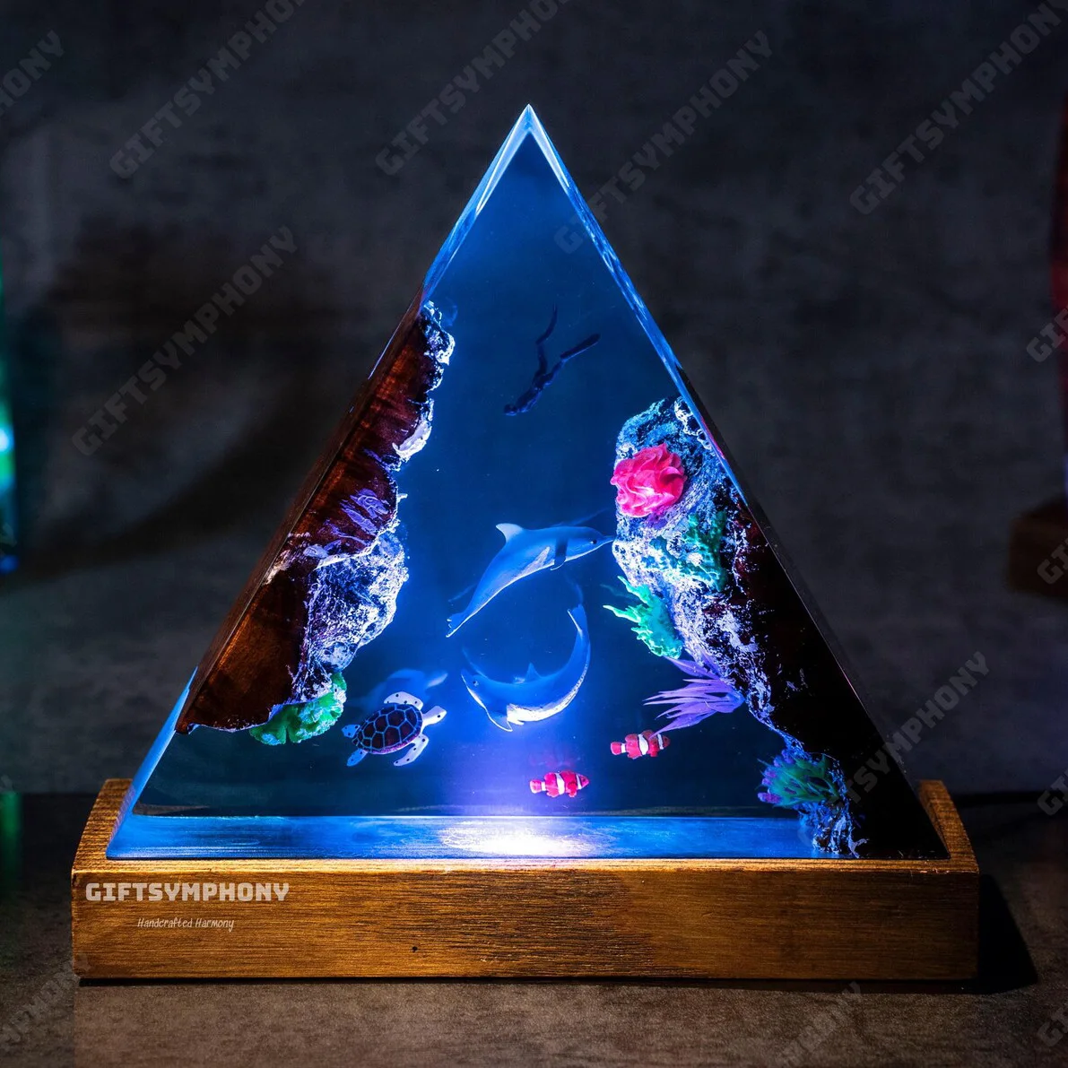 

Dolphin family epoxy lamp marine life handmade marine decoration birthday gift ornament