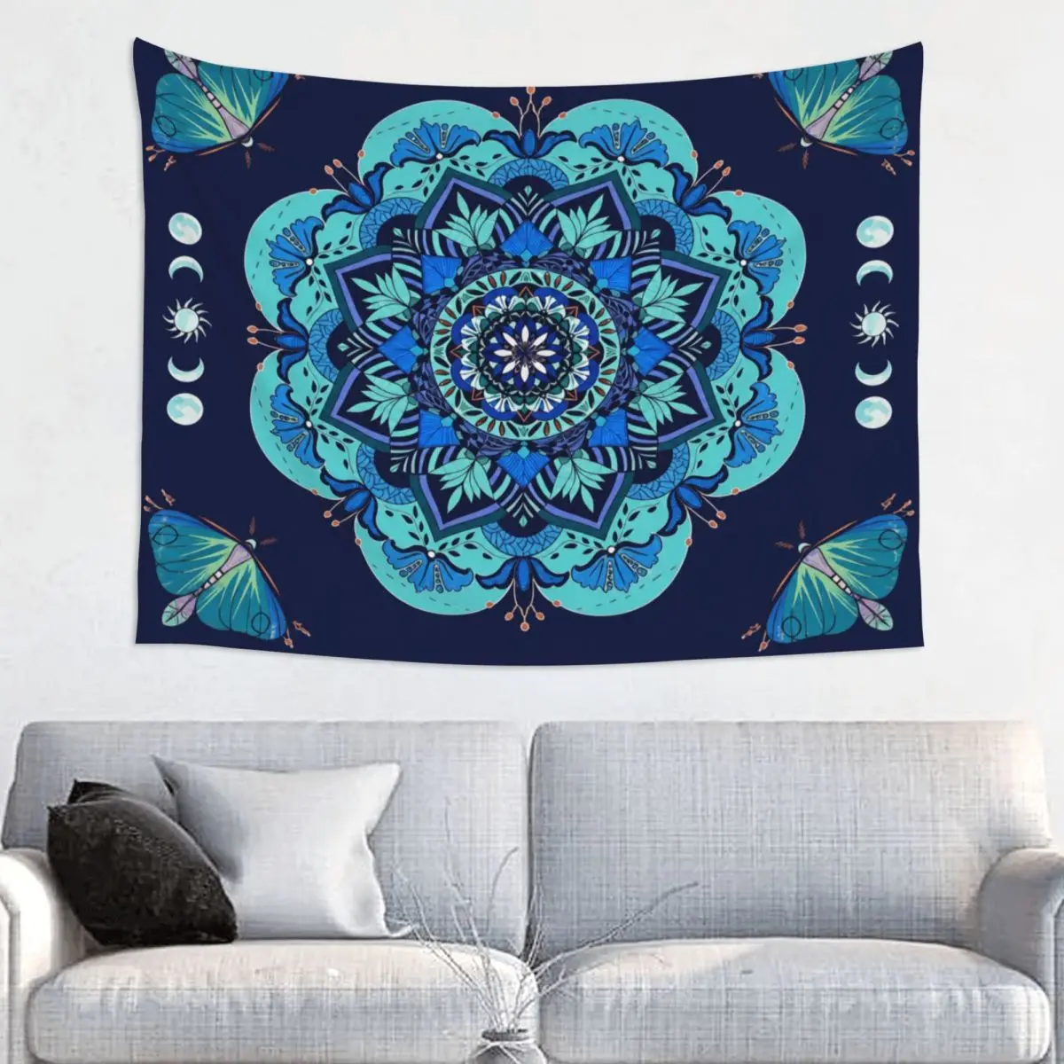 Tarot Cards Mandala Celestial Moon Phases Butterfly Tapestry Wall Hanging Hippie Tapestry INS Blanket Room Decor 95x73cm