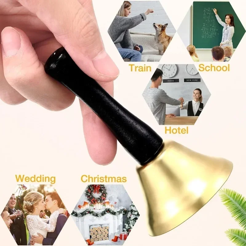 Christmas Hand Bell Bauble Jingle Bells Gold School Handbell Restaurant Call Bell Service Supplies Xmas Navidad Noel New Year