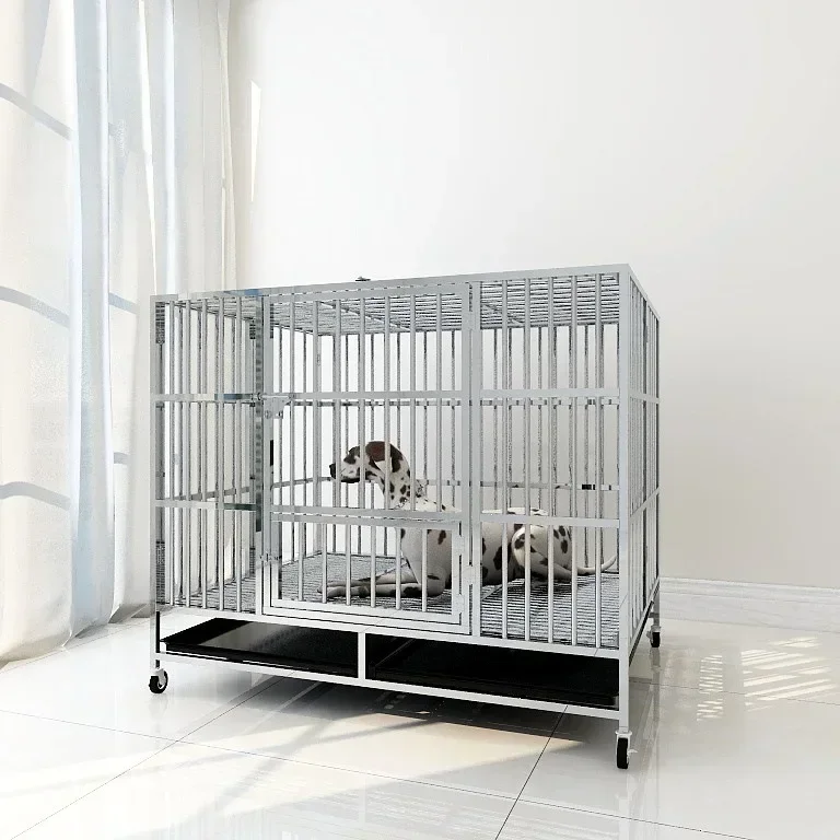 

Stainless Steel Dog Cage for Small and Medium Dog Square Kennel with Toilet Indoor Pet Cage Cage with Fence Dog House Indoor