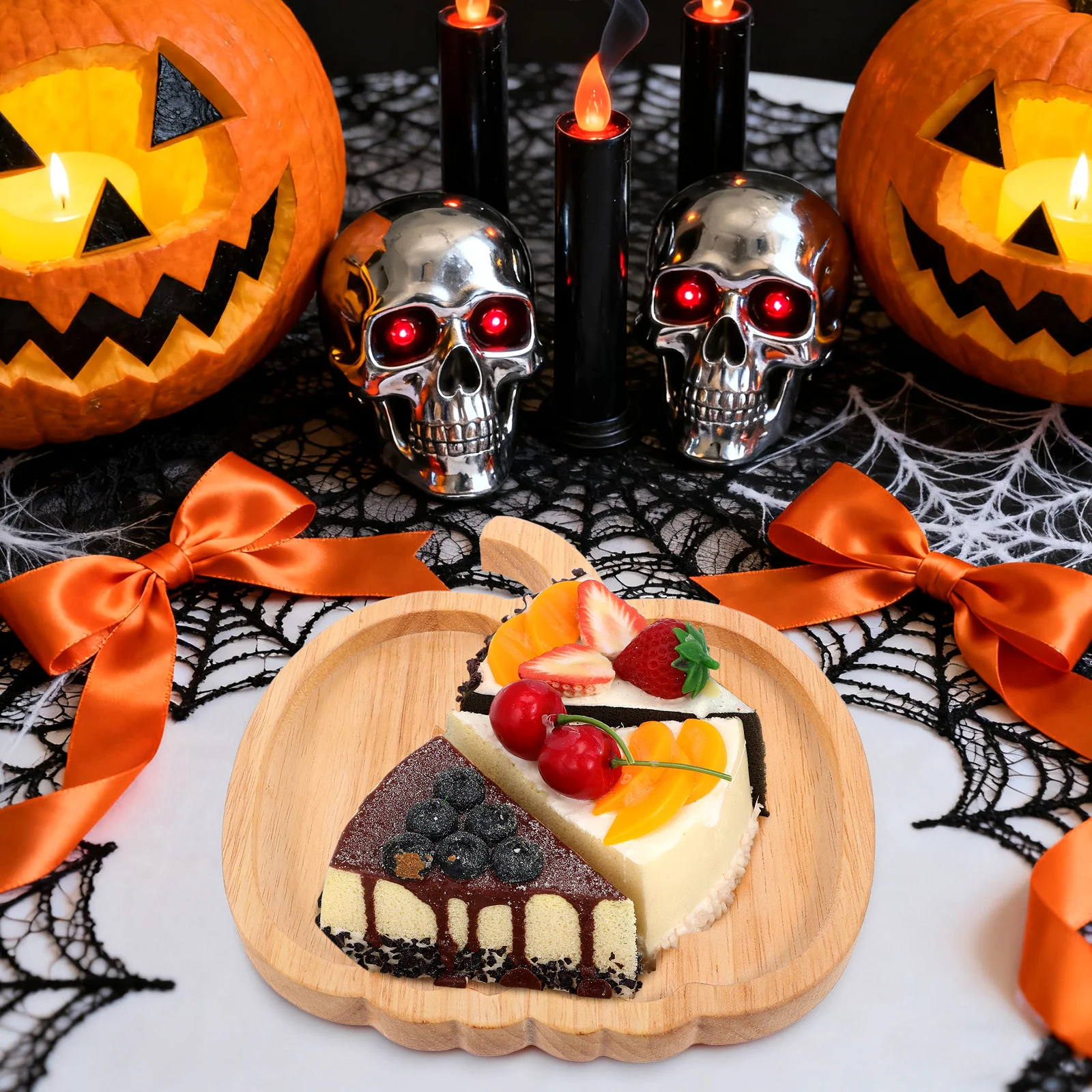 

Pumpkin Shaped Wooden Serving Plate Smooth Surface No Burrs Food Display Tray For Snacks Fruit Candy Dry Fruit Kitchen