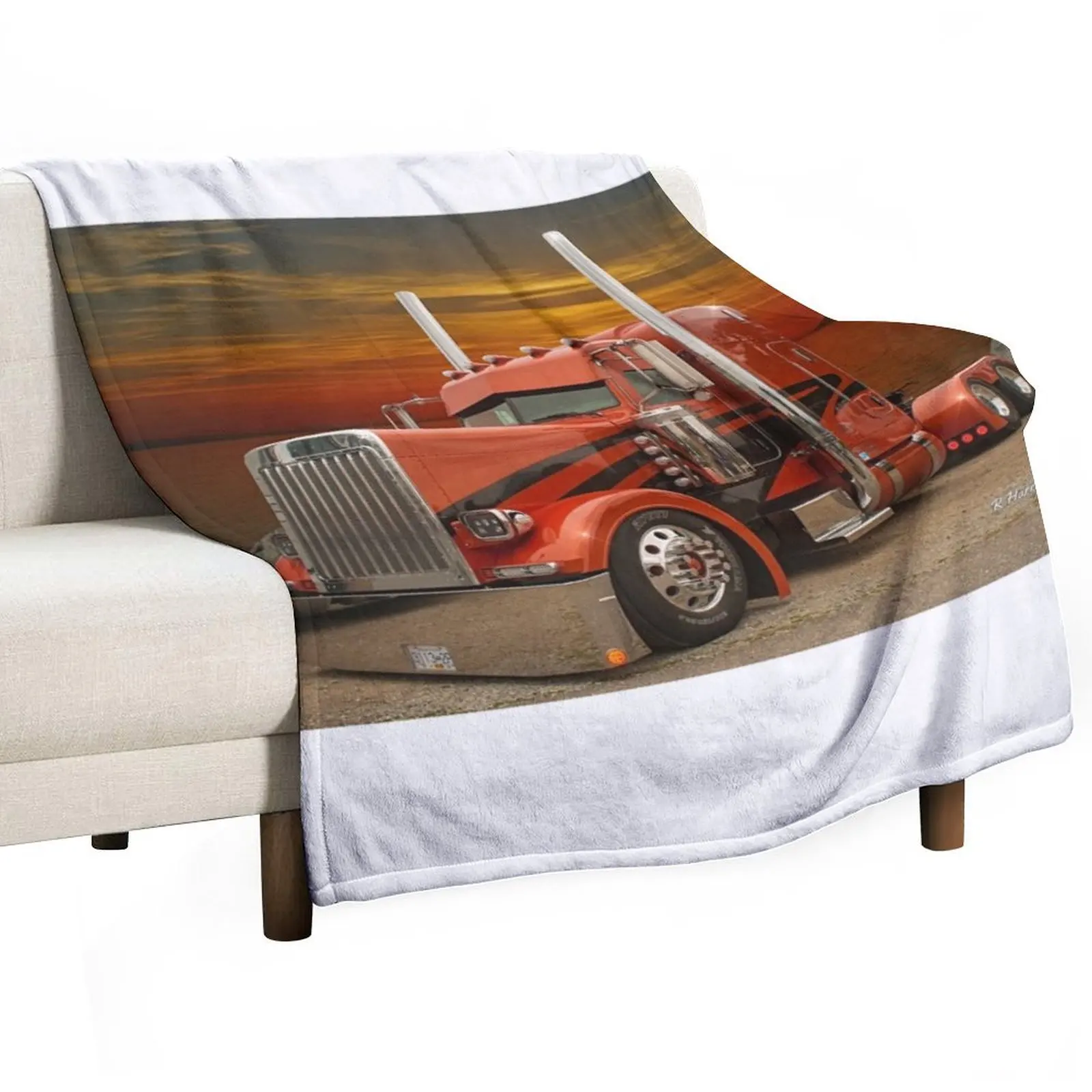 

Orange and Black Peterbilt Throw Blanket Extra Large Throw Soft Blankets