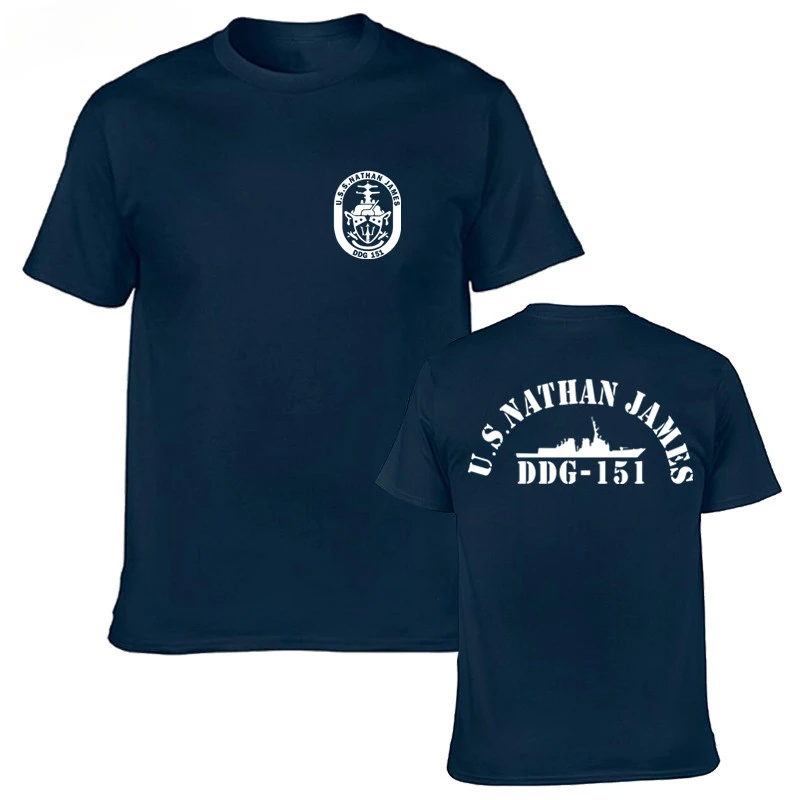 100% Cotton O-Neck Summer Short Sleeve Casual Mens The Last Ship Arrival Crewneck Round USS Nathan  DDG 151 Symbol T-Shirt