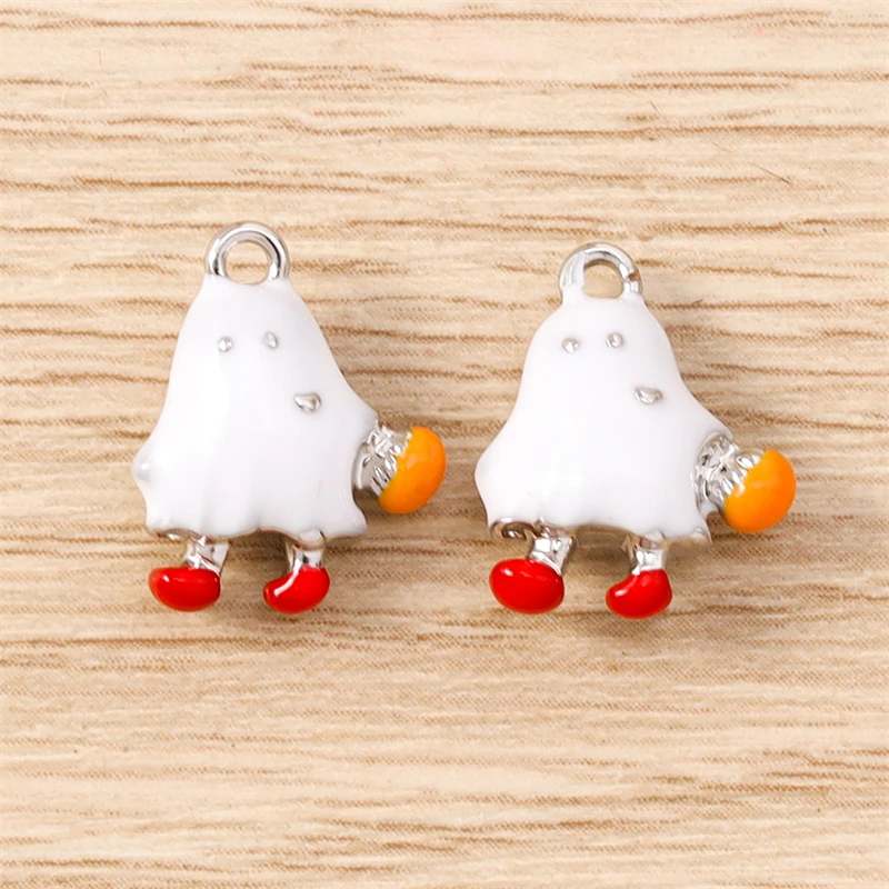 5 Stück 12 x 15 mm Cartoon-Halloween-Geist-Charms-Anhänger für die Herstellung von DIY-Halsketten, Ohrringen, Armbändern, Schmuckzubehör – Detail 5