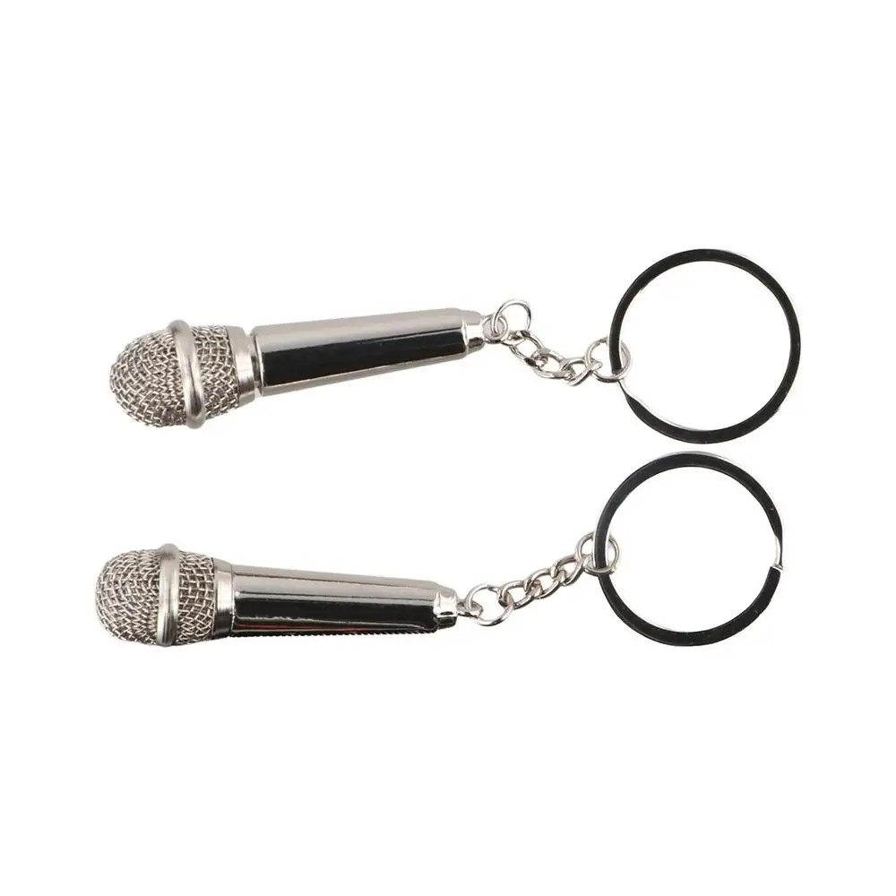 Fashion Microphone Key Ring Personalized Creative Car Key Holder Hip-hop Cute Design Pendent Key Chain Funny Singer Gift