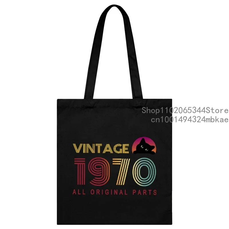 Street Style 1970-1979 Tote Bag Vintage Birthday Year Shopper Handbag Fashion Canvas for Women Men Graphic 1974 Shoulder Bag