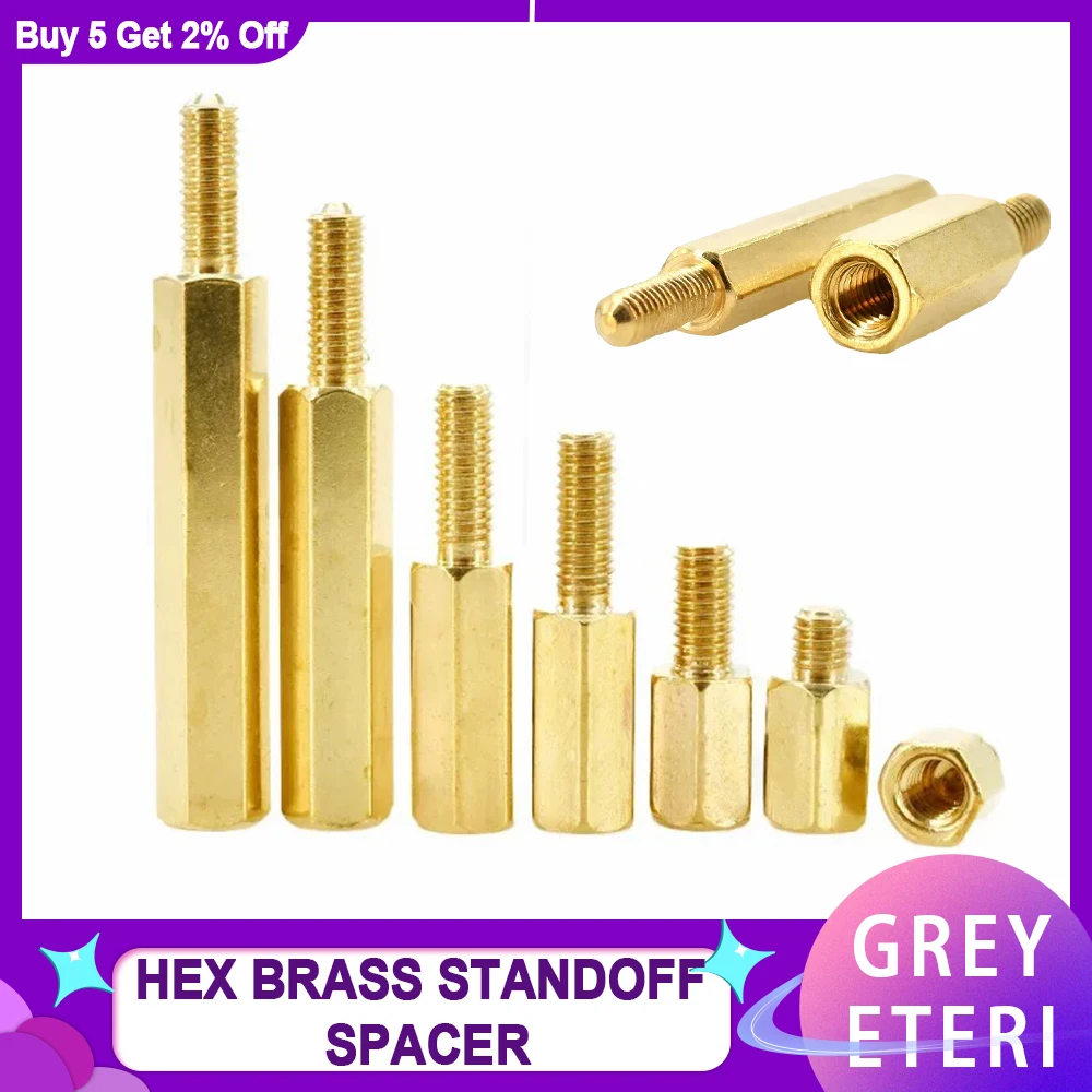 100PCS M2 M2.5 M3 M4  Male-Female Hex Brass Motherboard Standoff Hexagonal PCB Support Rack Stud Mount Column Spacing Screw Bolt