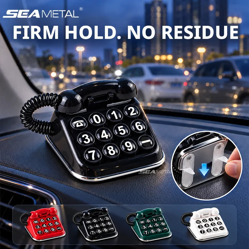 SEAMETAL Car Temporary Parking Card Creative Retro Telephone Auto Phone Number Plate Card Interior Dashboard Decor Ornament