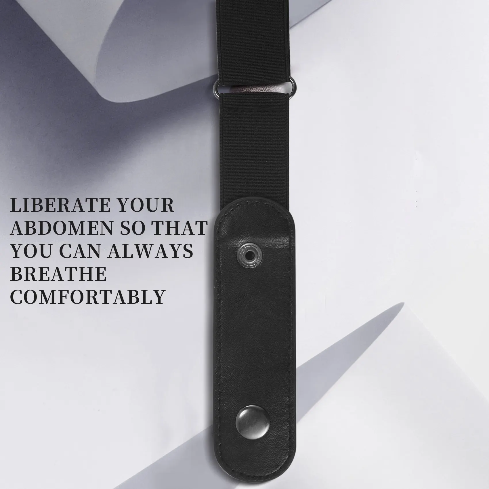 ABQR 버클 프리 탄성 벨트 (청바지, 드레스용) 버클 없는 스트레치 허리 벨트 남녀공용 (블랙)